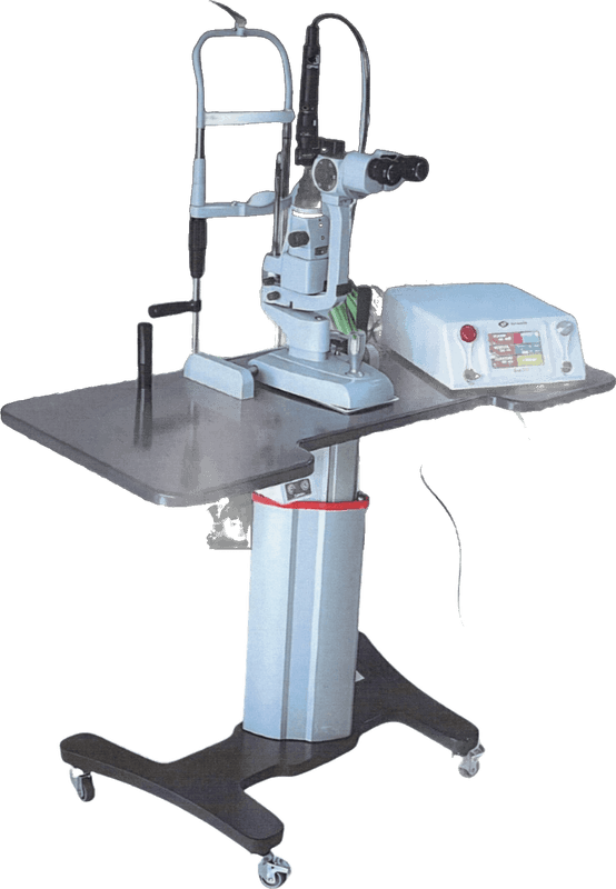 Omesis 1000F 532 nm retinal photocoagulation laser on slit-lamp delivery, distributed by PrecisionMed